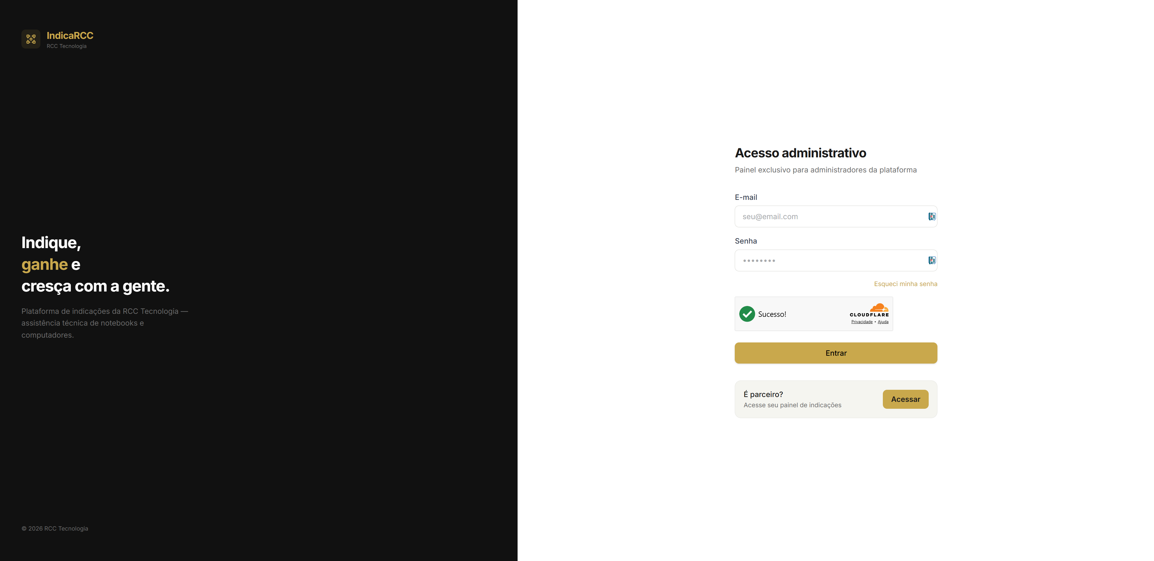 IndicaRCC — sistema de indicações